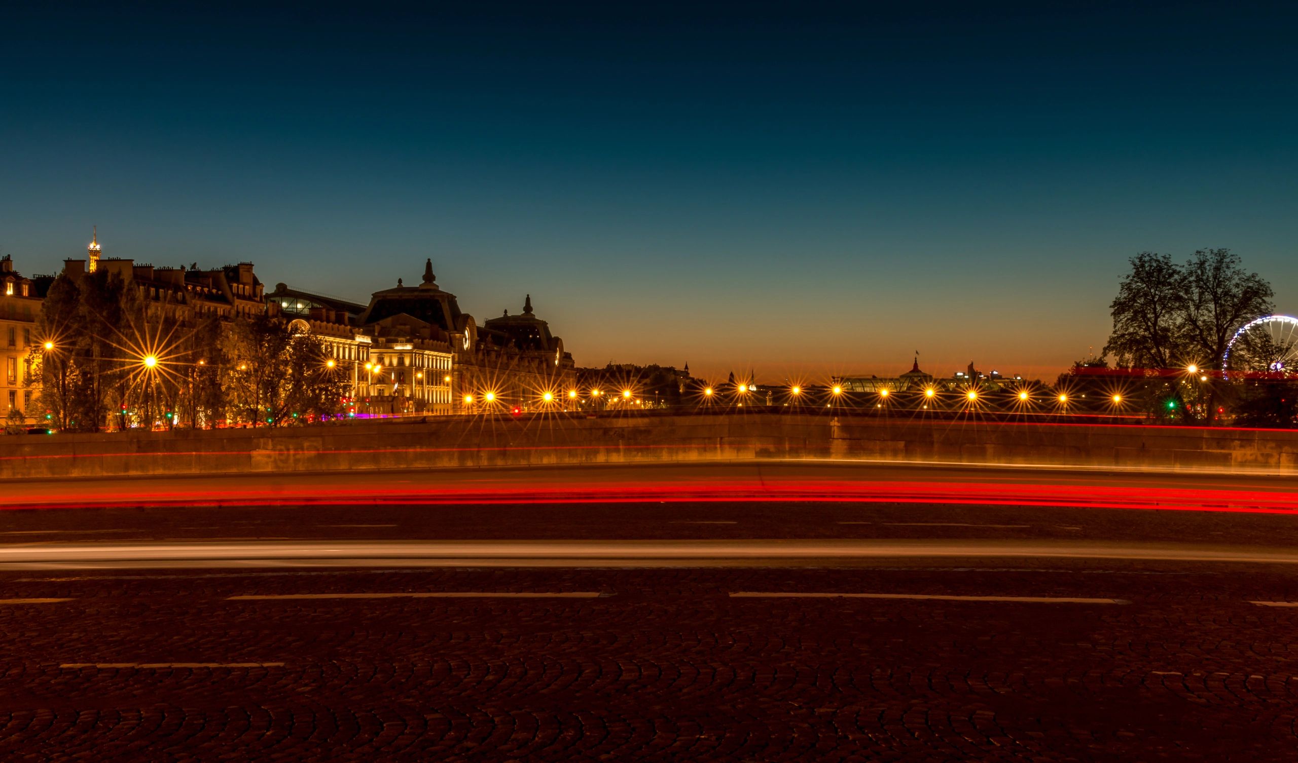 Beautiful city street lights at night